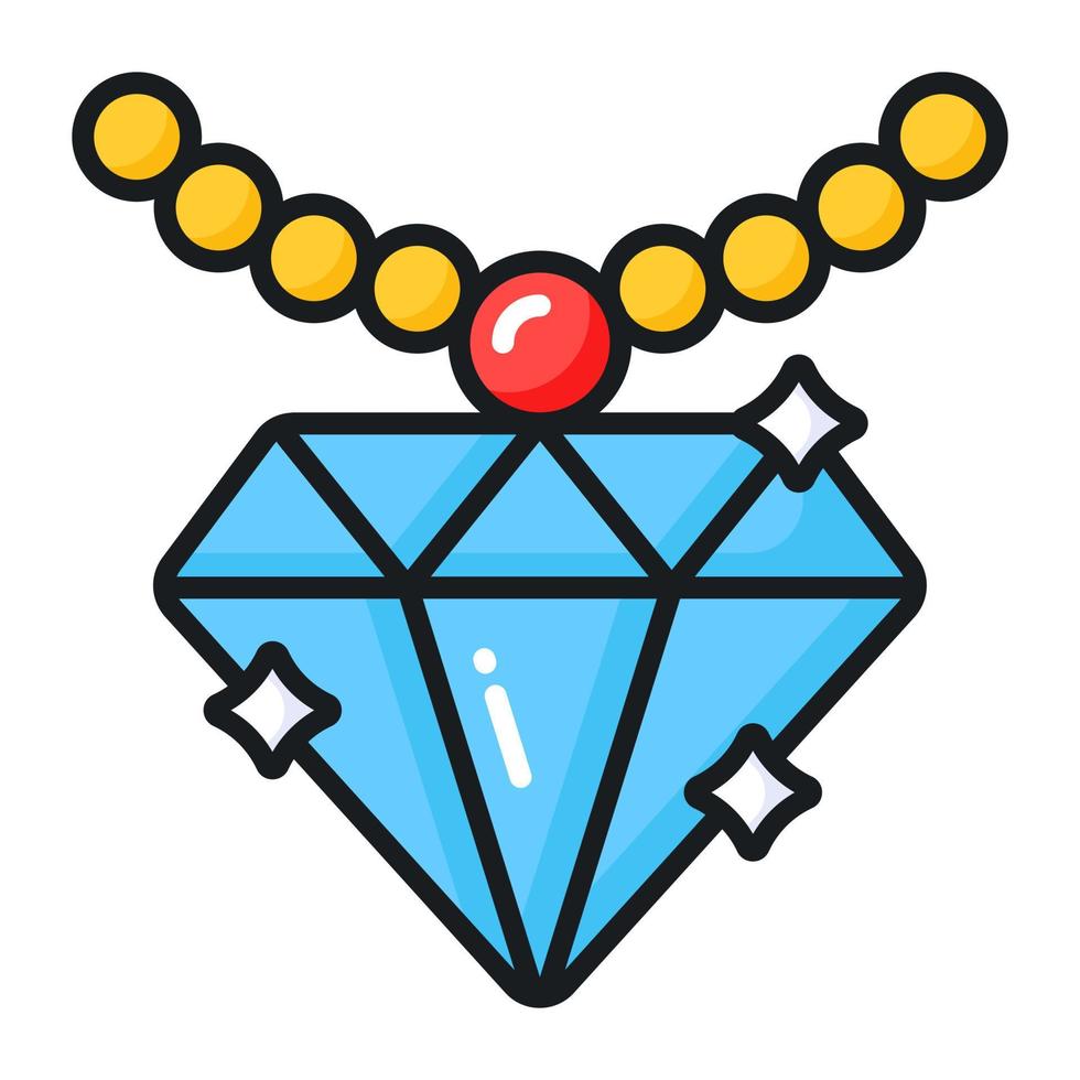 une icône de vecteur de collier de diamants dans un style moderne et branché