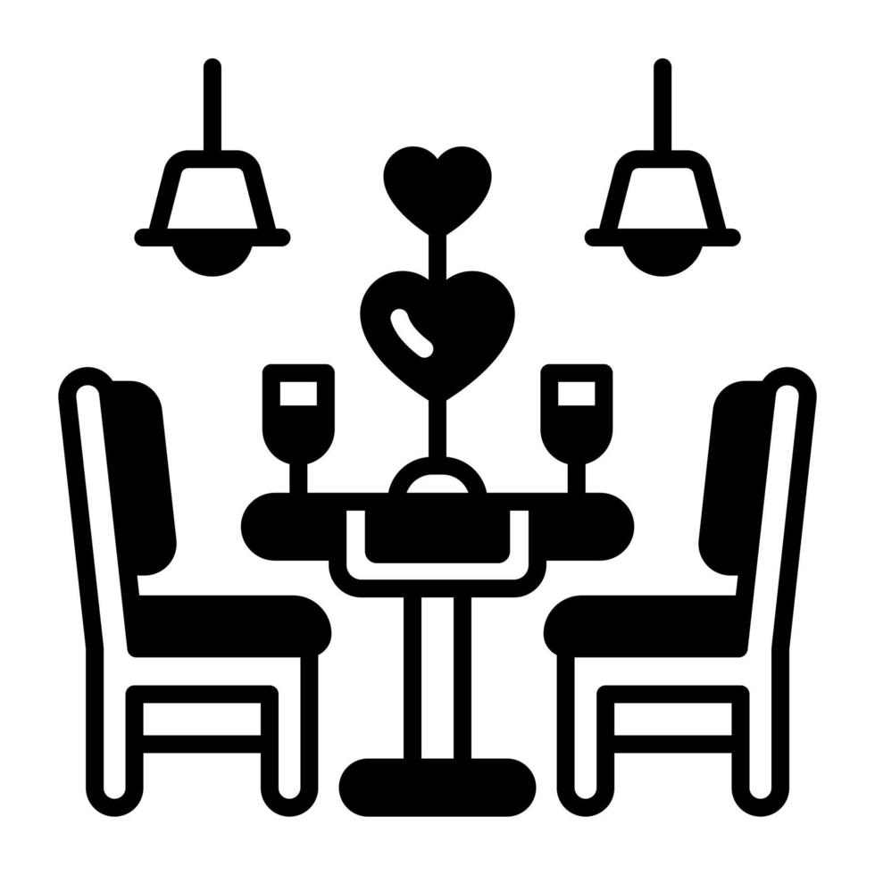 beau vecteur conçu de dîner romantique, icône prête à l'emploi