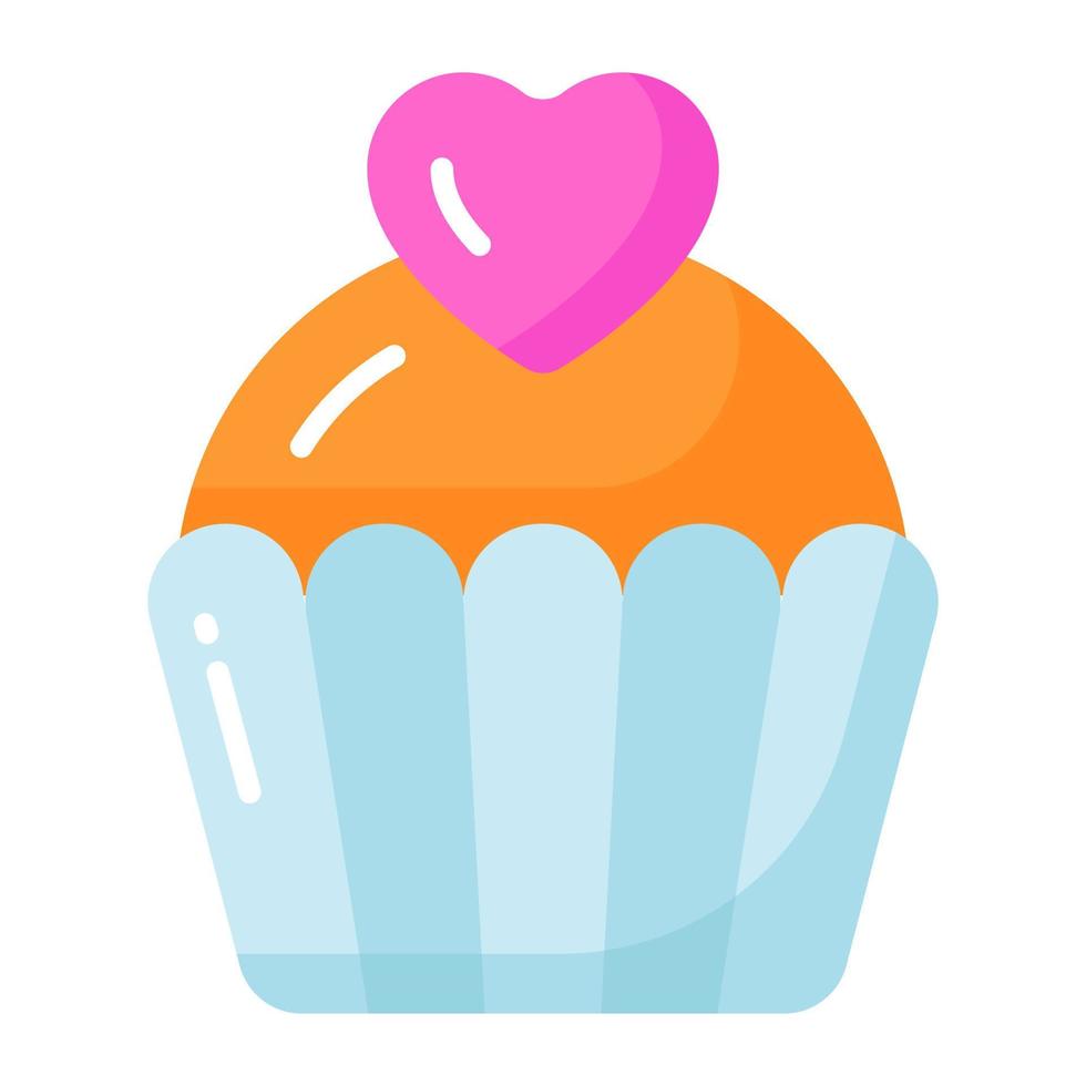 conception de vecteur de cupcake valentine avec coeur, icône modifiable