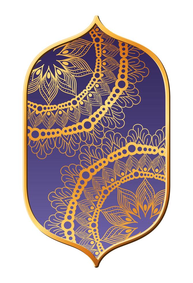 mandalas or dans la conception de cadre violet vecteur