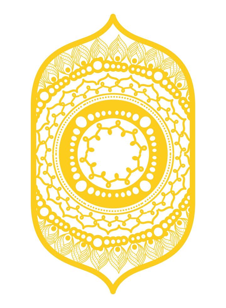 mandala dans un cadre design jaune vecteur