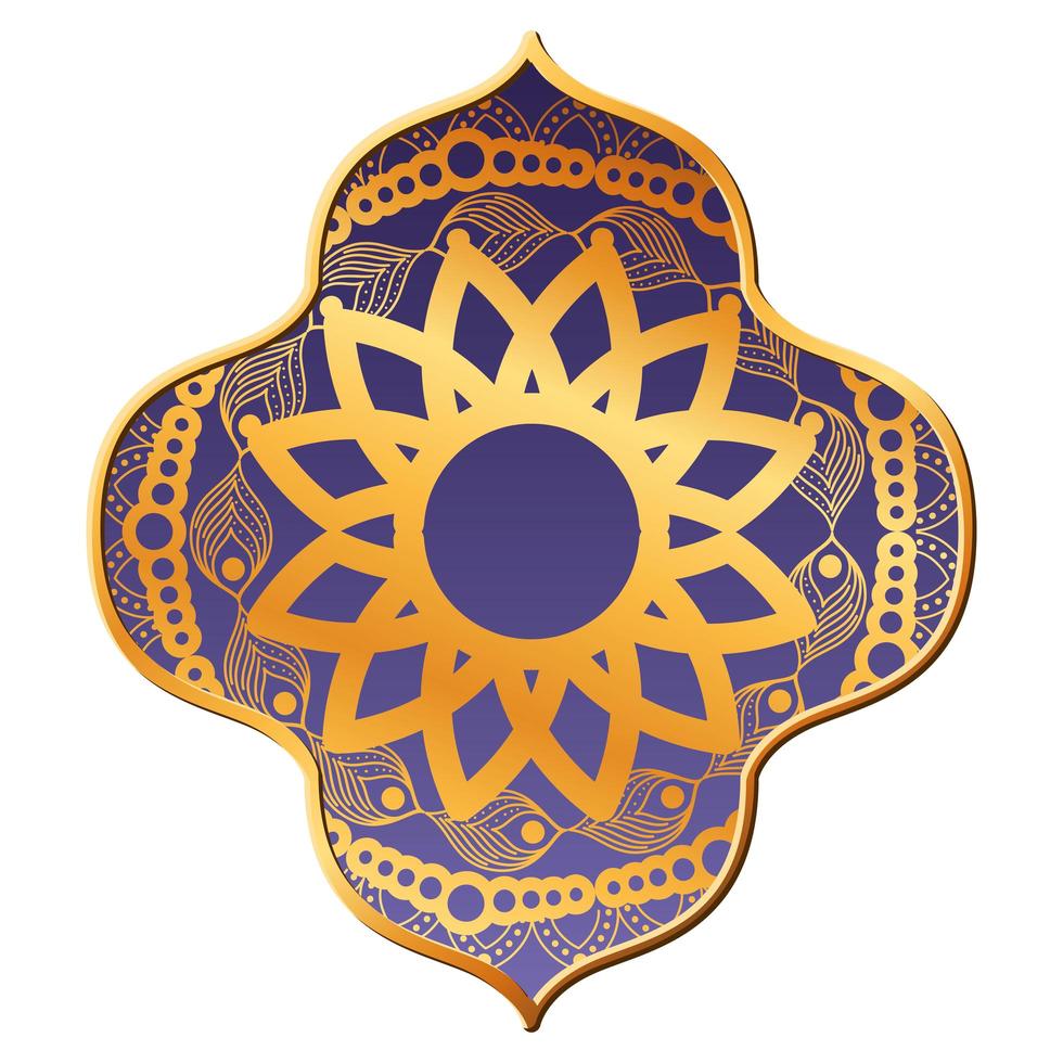 mandala or dans la conception de cadre violet vecteur