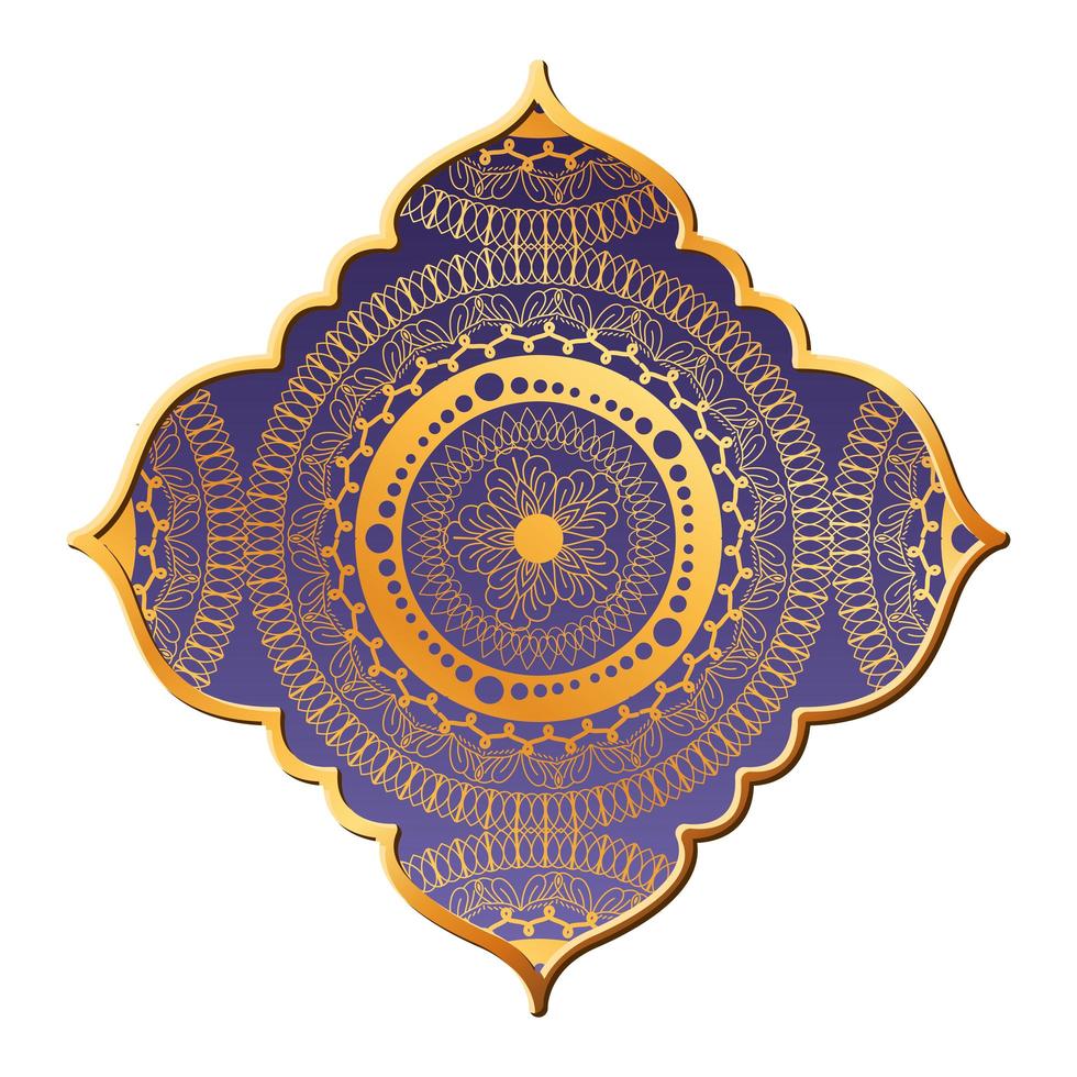 mandala or dans la conception de cadre violet vecteur