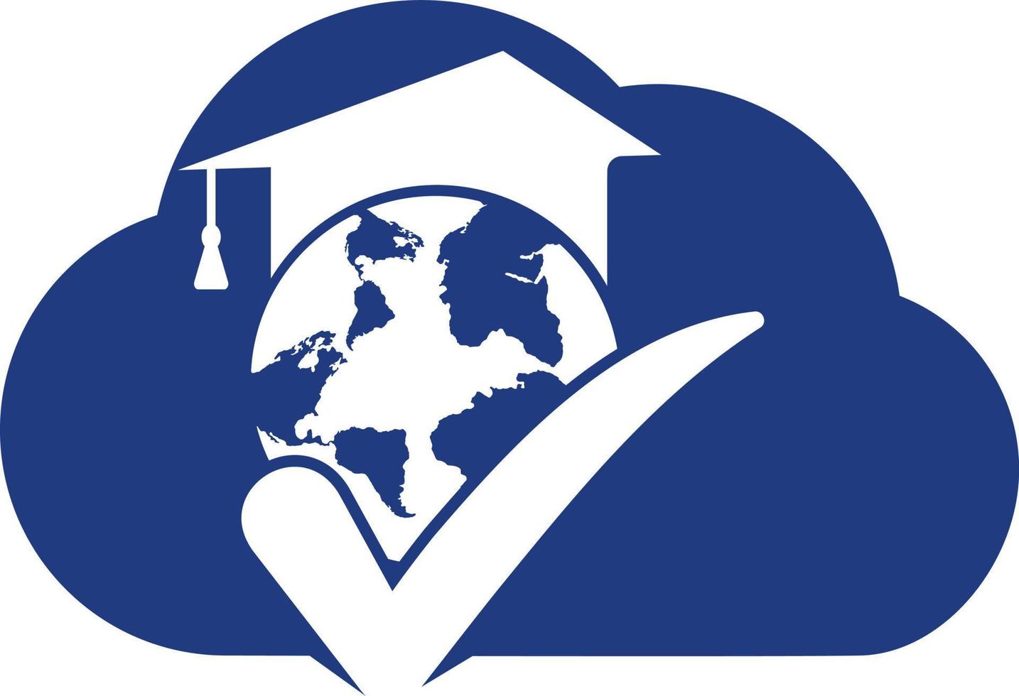 modèle de logo vectoriel du monde de l'éducation avec symbole de chapeau globe et étudiant.