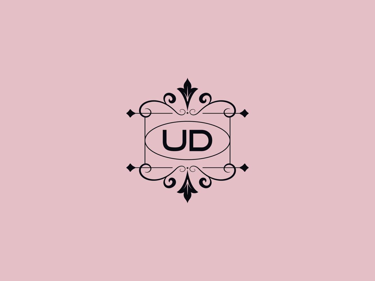 icône de logo ud créatif, logo de lettre de luxe ud élégant vecteur