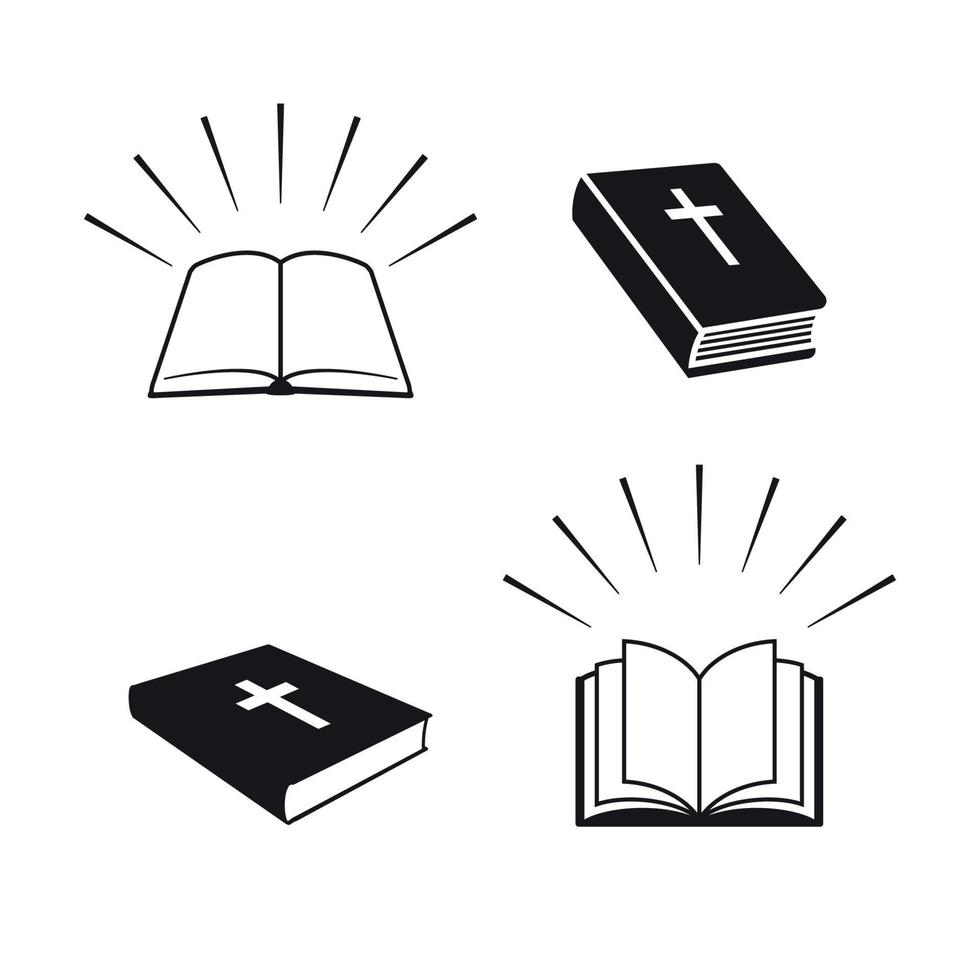 icônes de livres bibliques mis en noir sur fond blanc vecteur