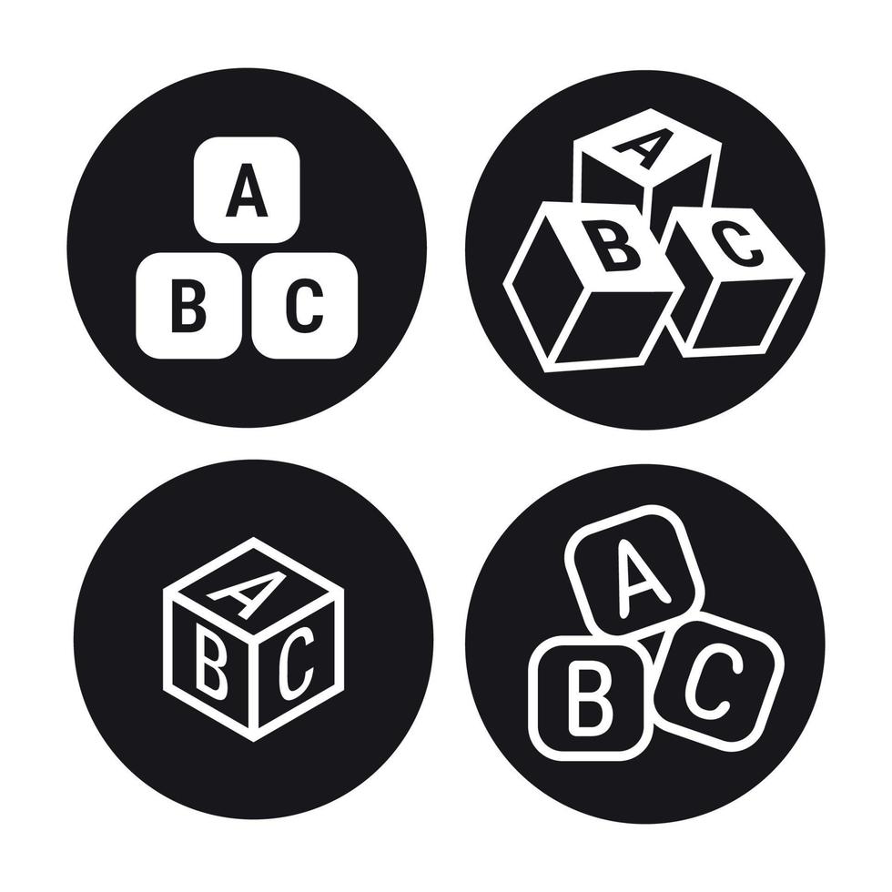 ensemble d'icônes de cubes abc, noir sur fond blanc vecteur