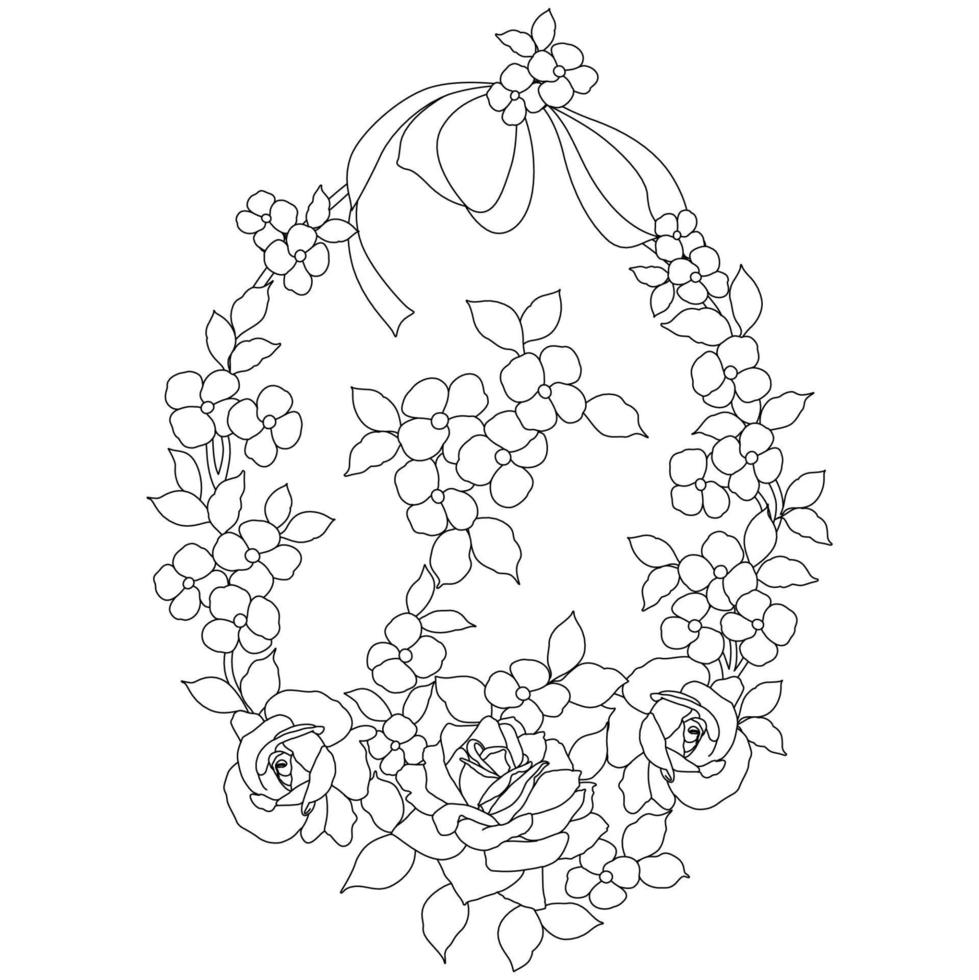 pages à colorier florales, arts de la ligne de fleurs, motifs floraux de ligne d'art de silhouette, dessin de fleur noir et blanc de contour, graphiques botaniques de contour, conception florale sur fond blanc, conception de fleur de base vecteur