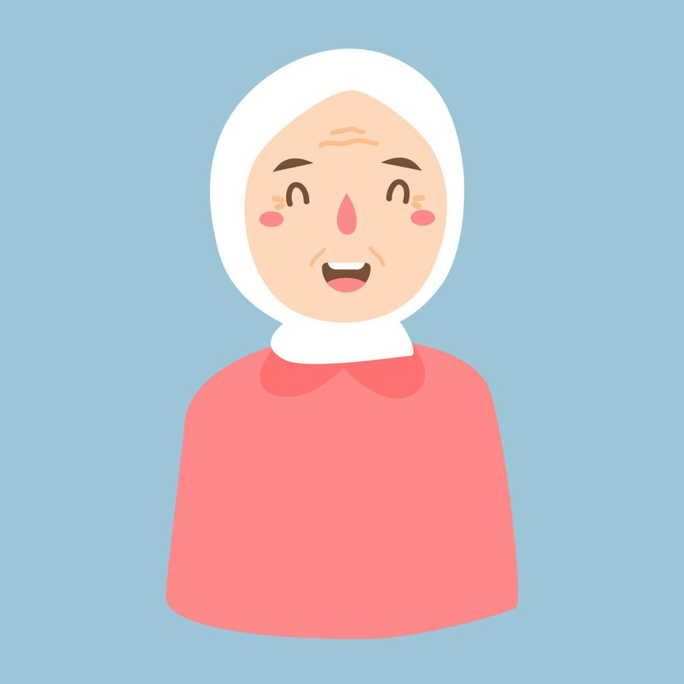 heureuse vieille femme avec hijab vecteur