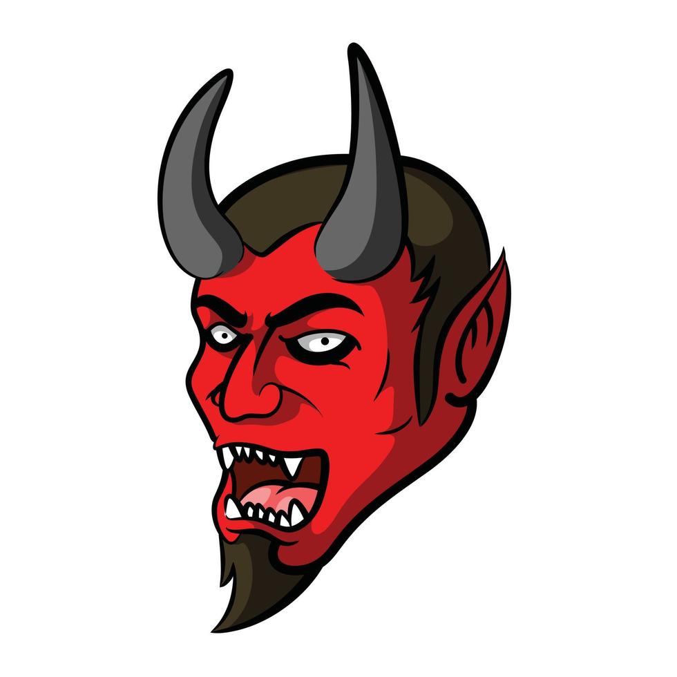 illustration de mascotte diable tête rouge vecteur