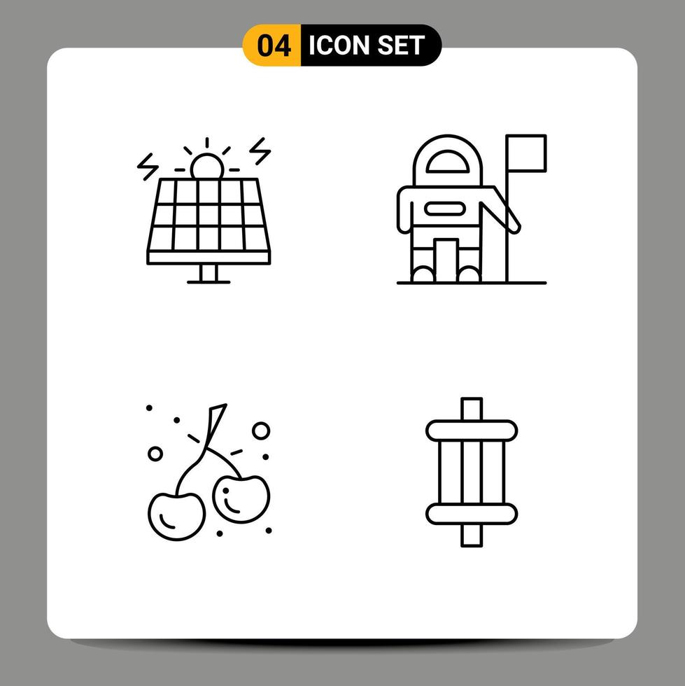 pack d'icônes vectorielles stock de 4 signes et symboles de ligne pour les éléments de conception vectoriels modifiables de voiture de drapeau solaire de nourriture énergétique vecteur