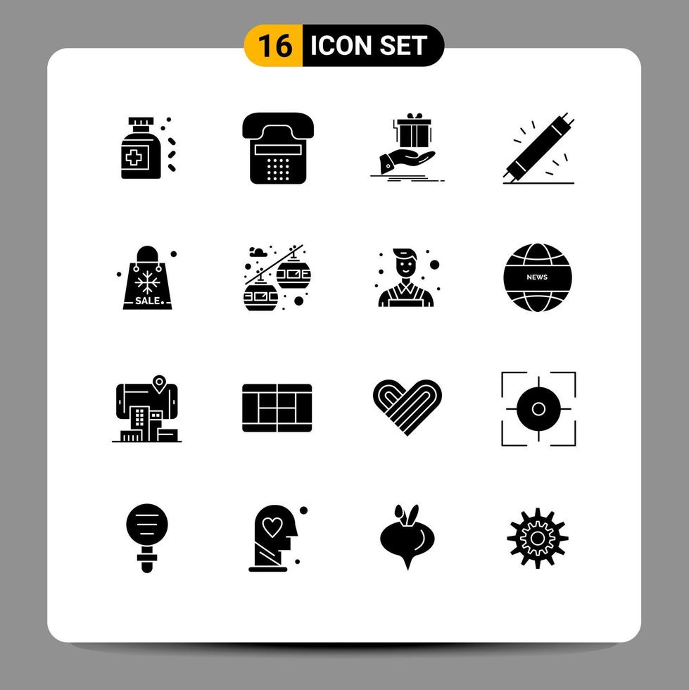 16 icônes créatives signes et symboles modernes de matériel cadeau électronique anniversaire électrique éléments de conception vectoriels modifiables vecteur