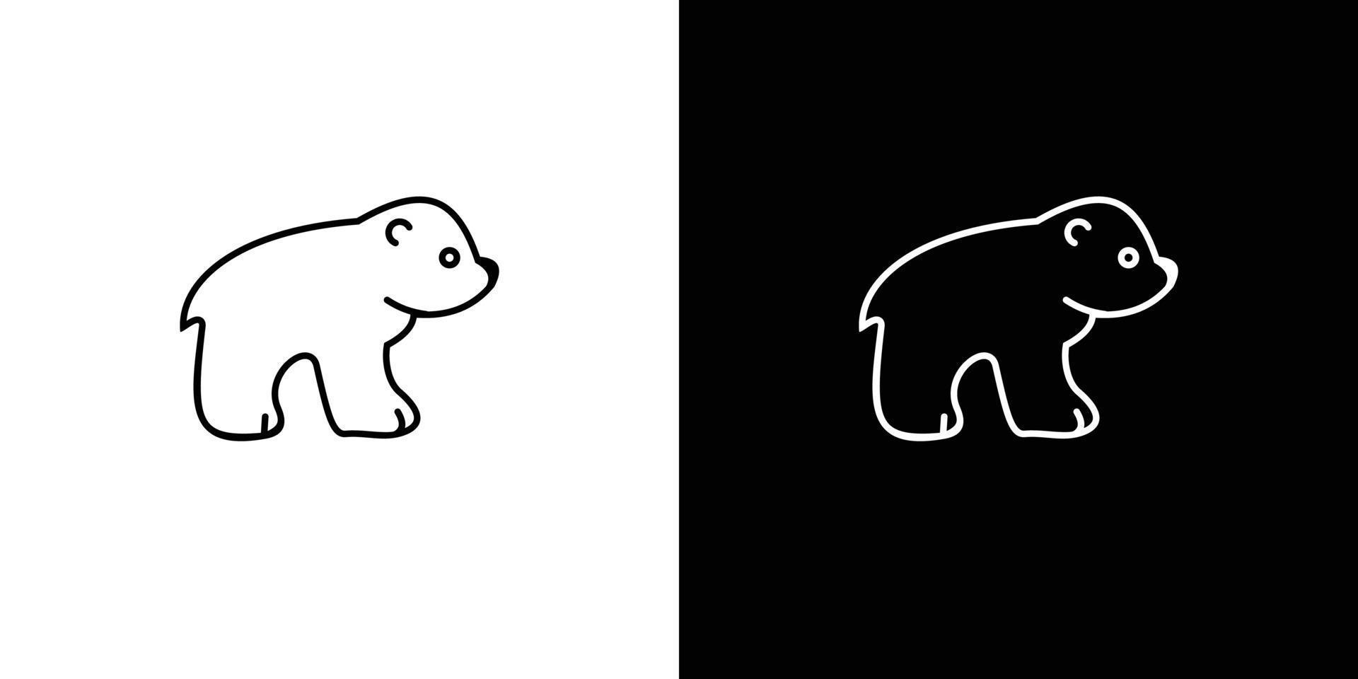 beau petit dessin au trait d'ours, croquis d'ours, art vectoriel, illustration de dessin de contour vecteur