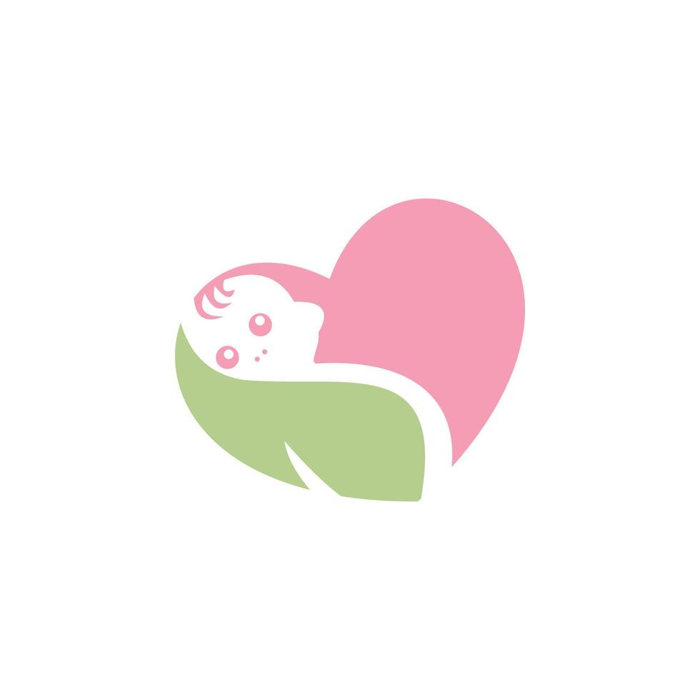 logo d'amoureux de bébé rose et bleu avec concept de coeur vecteur