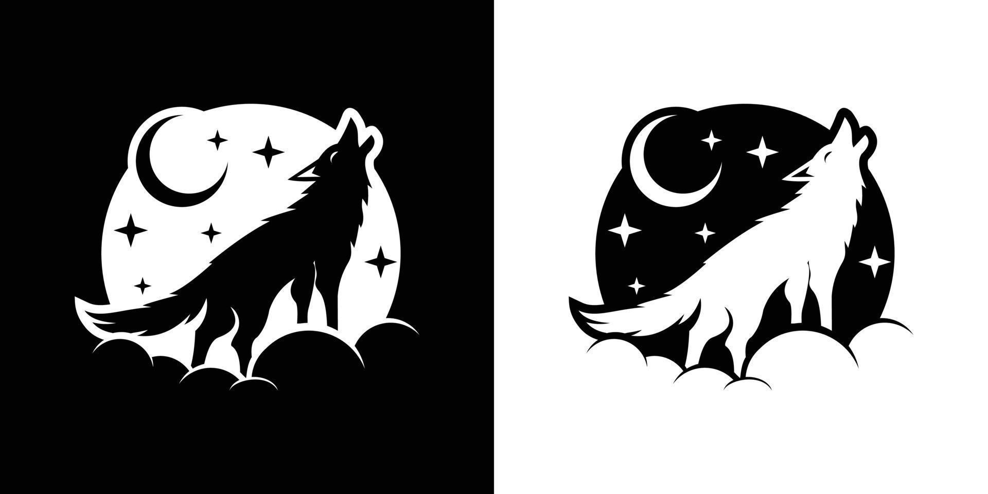 loup hors de la lune, illustration vectorielle de concept. parfait pour votre entreprise vecteur