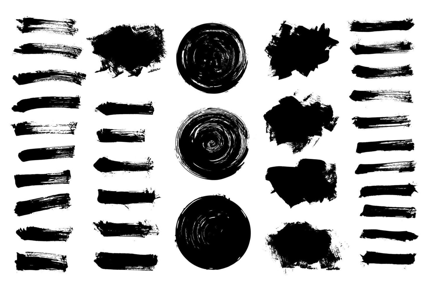 vector set coup de pinceau de peinture noire. zones de texte. élément de conception grunge.