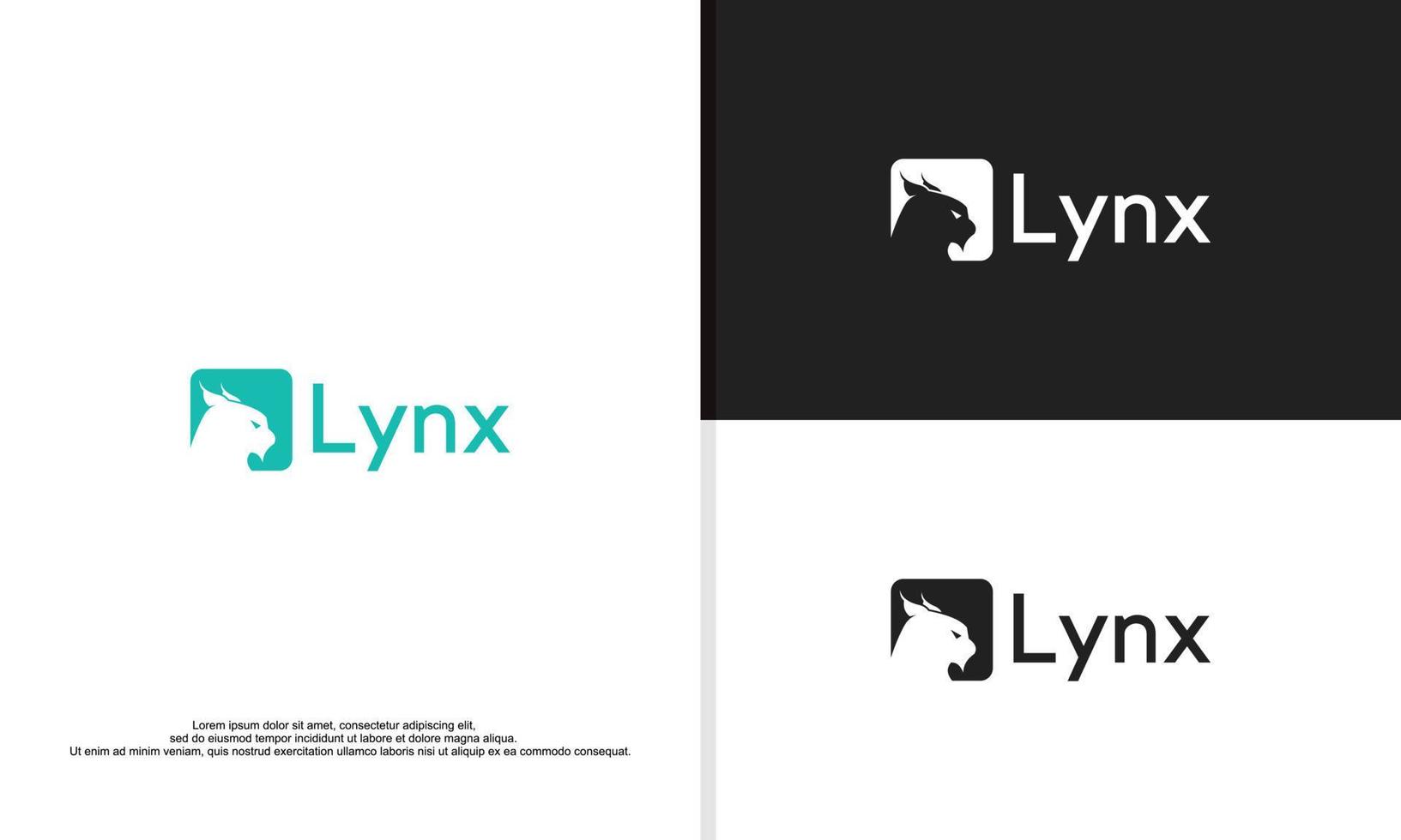 logo illustration graphique vectoriel de la tête de lynx dans l'espace négatif.