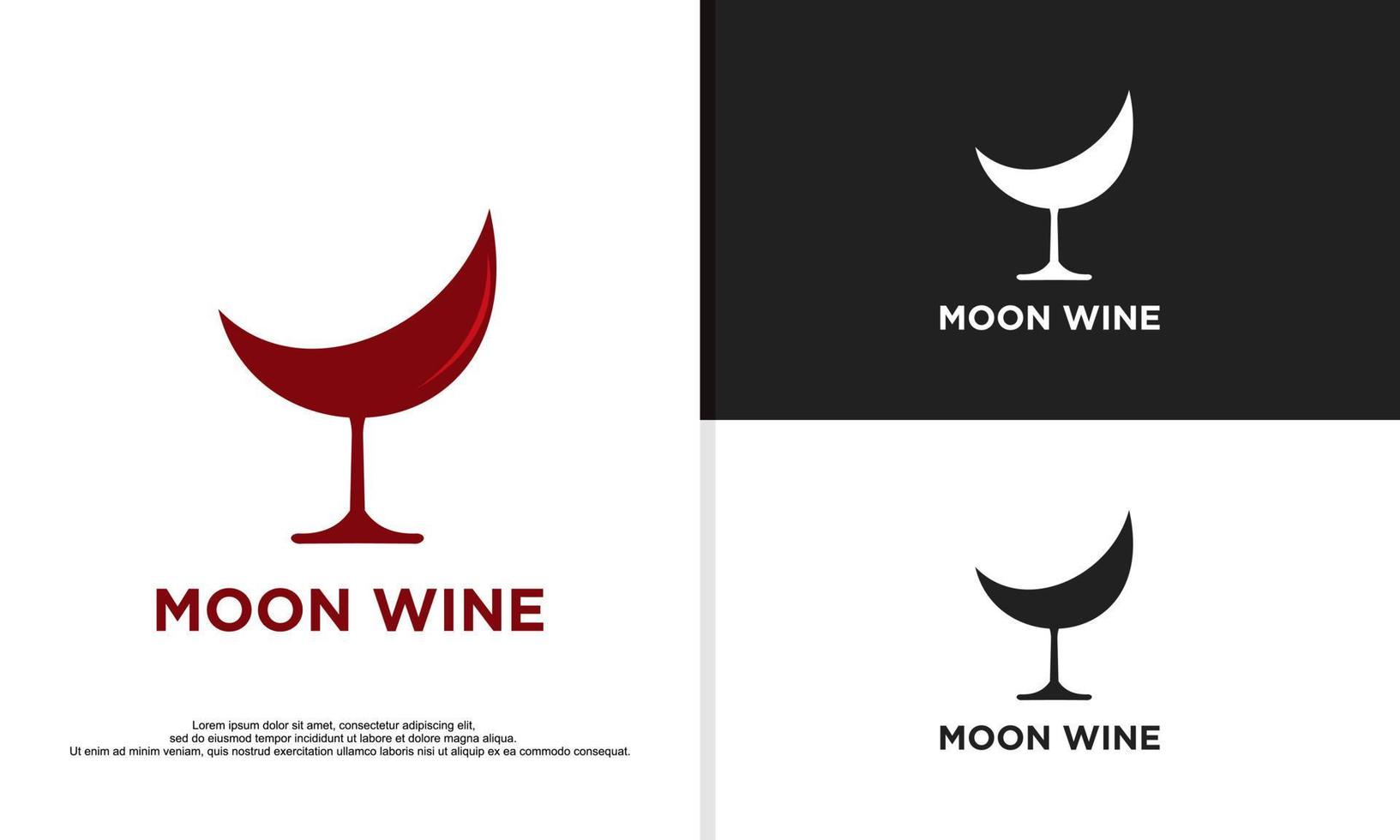 logo illustration graphique vectoriel de croissant de lune combiné avec un verre de vin