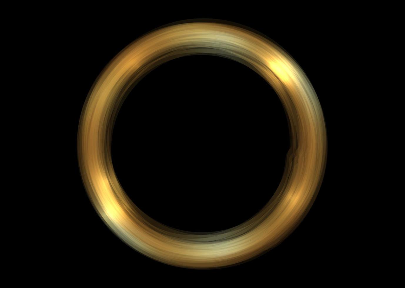 bague dorée de luxe abstraite. cercles de lumière vectorielle et effet de lumière d'étincelle. logo rond doré effet satiné lisse isolé sur fond noir vecteur