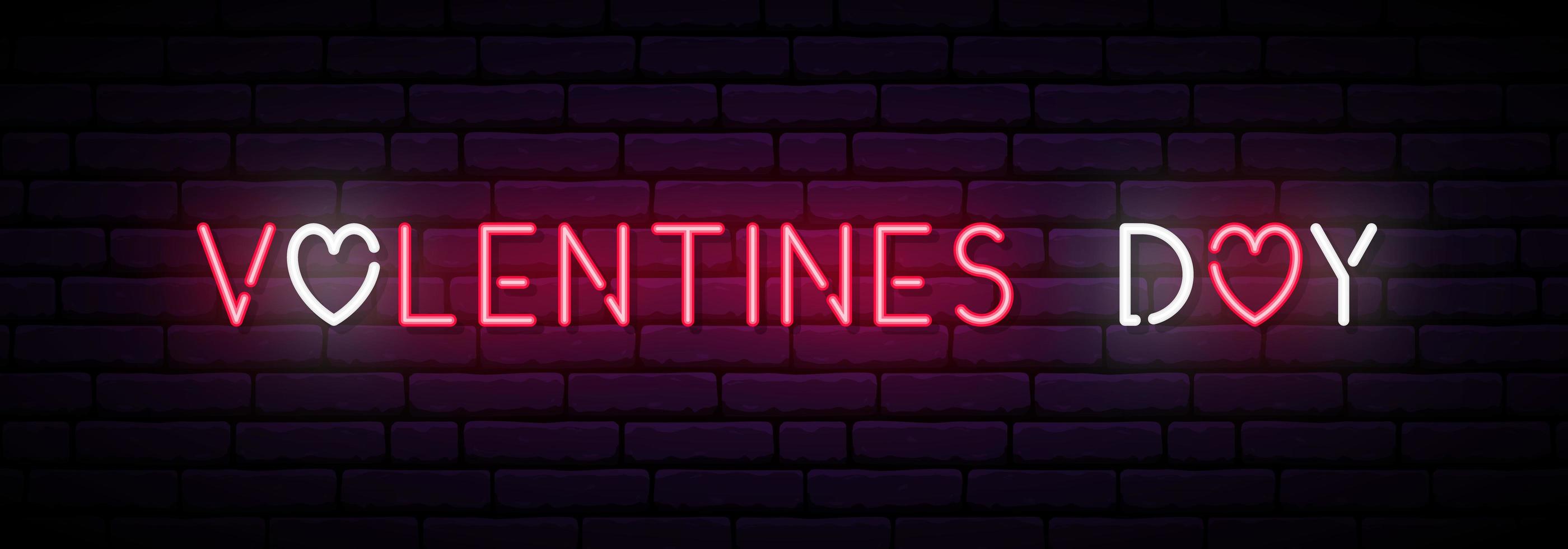 longue bannière néon pour la Saint-Valentin. vecteur