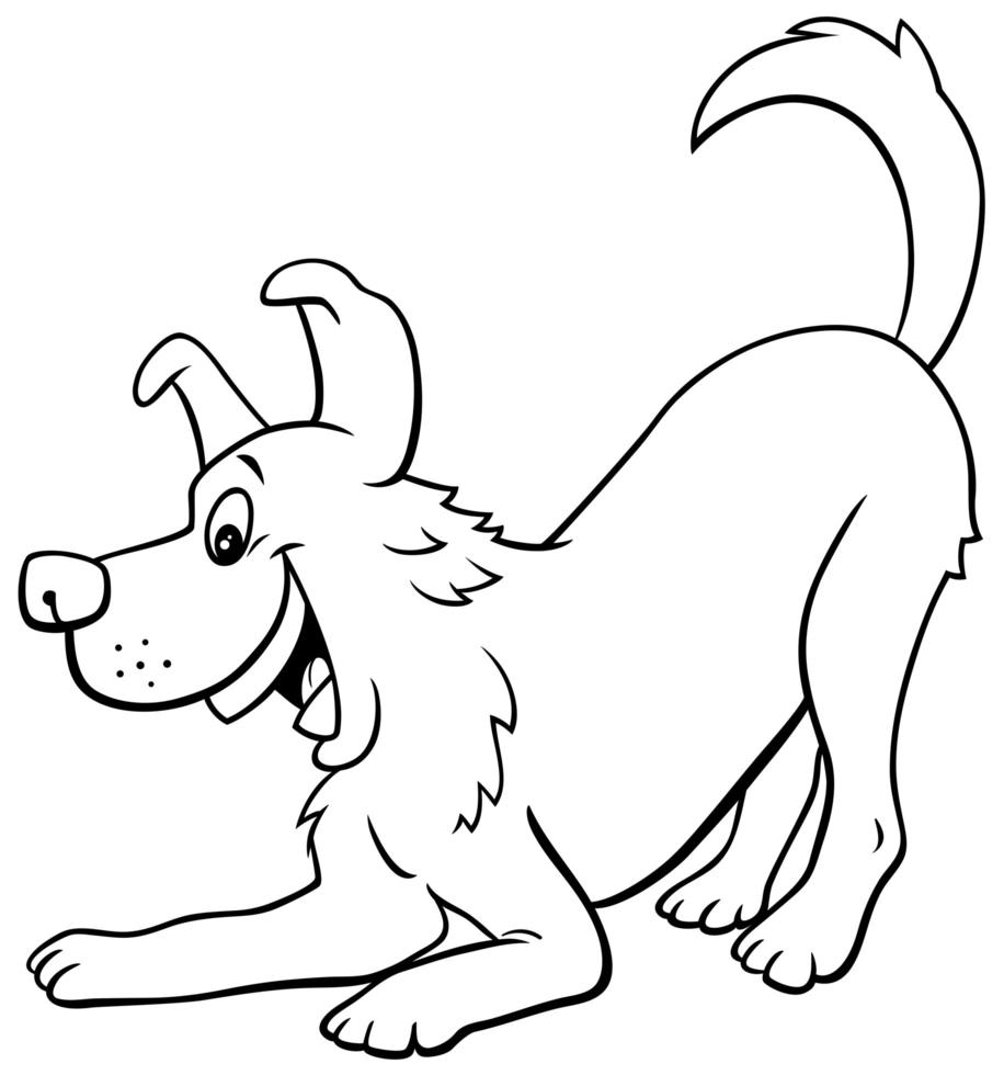 Page de livre de couleur de personnage de chien ludique de dessin animé vecteur