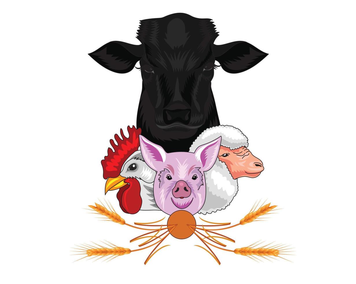 illustration vectorielle du logo de l'élevage des animaux de l'agriculture vecteur