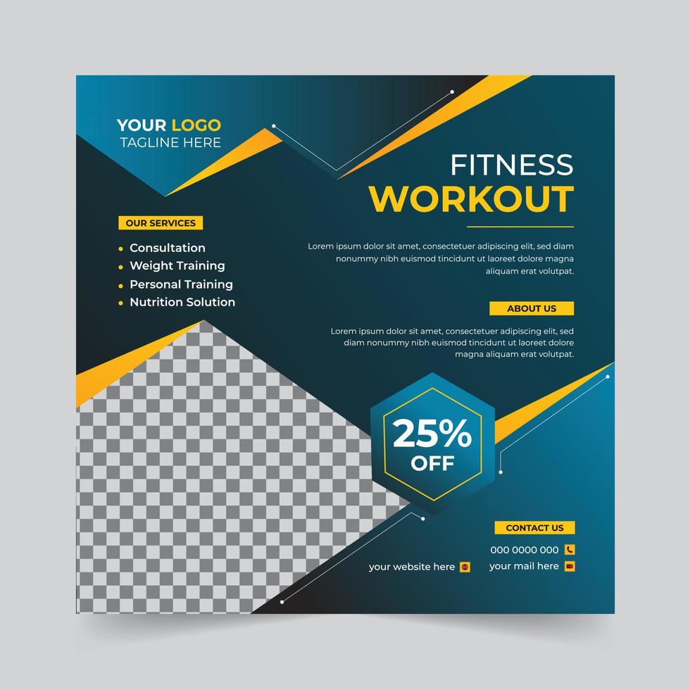 fitness gym workout sports yoga publication sur les médias sociaux et conception de bannières web pour l'agence de marketing numérique. vecteur