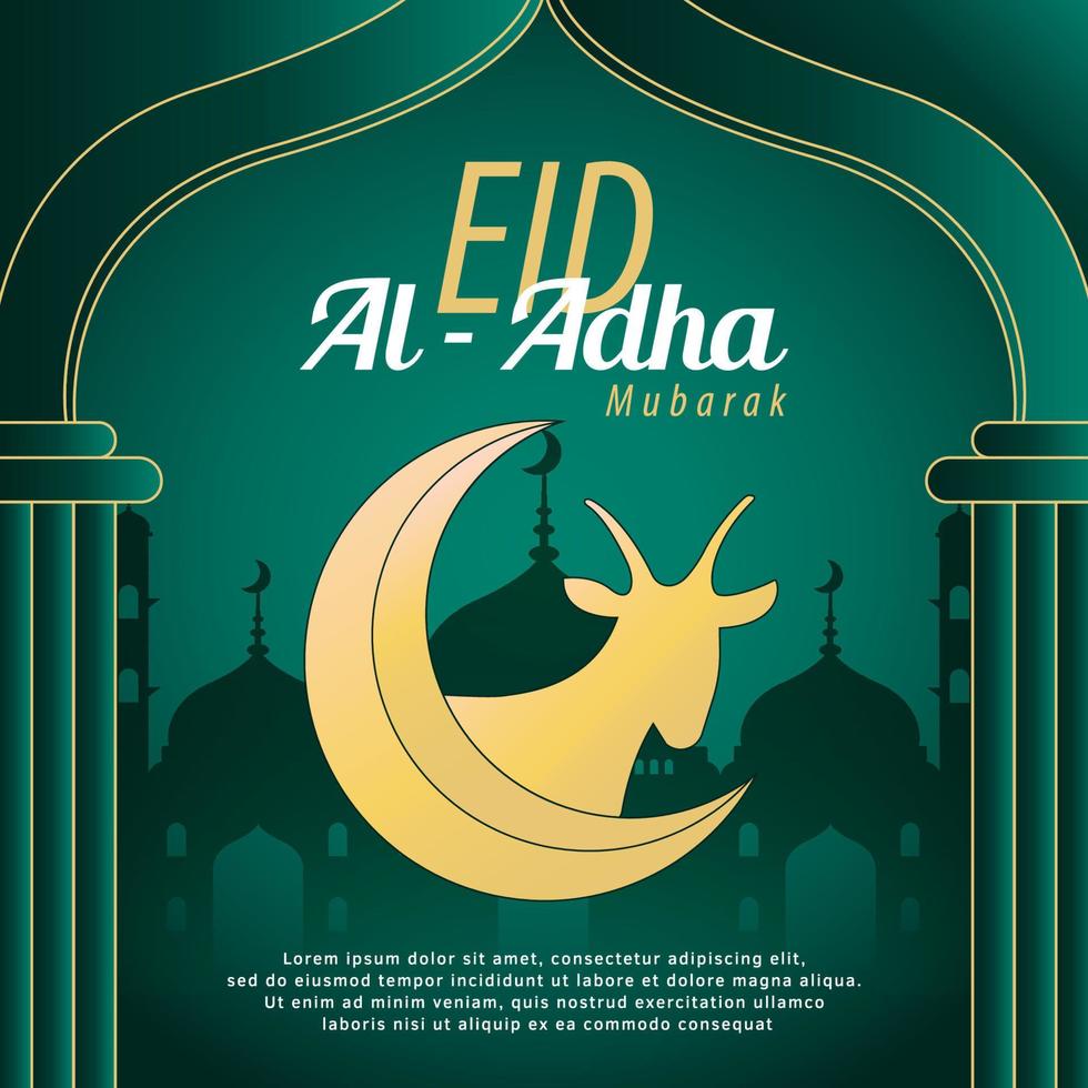 conception de modèle eid al-adha. jour saint pour les musulmans et l'islam. illustration vectorielle de chèvre et de lune. convient aux affiches, bannières, campagnes Web et cartes de vœux. vecteur