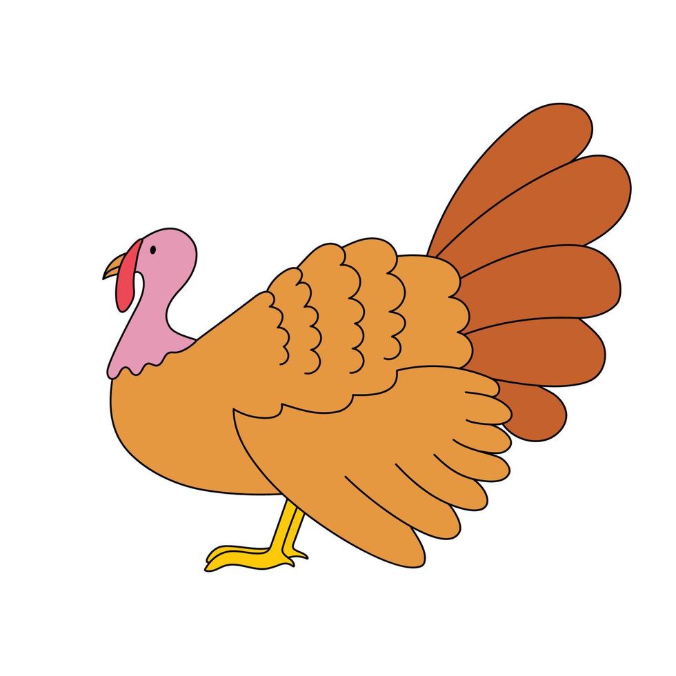 illustration vectorielle de dinde de thanksgiving isolée sur fond blanc. dinde simple et réaliste vecteur