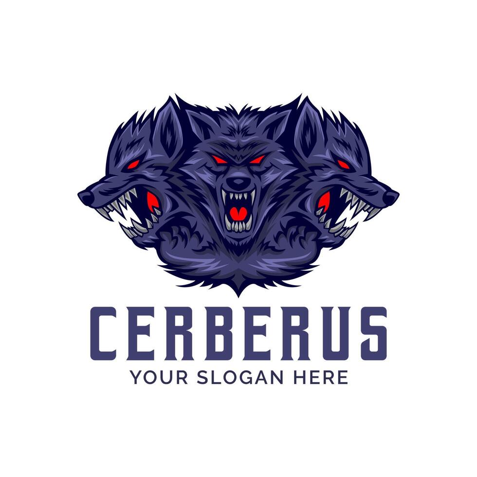 modèle de mascotte de vecteur de logo de tête de cerberus