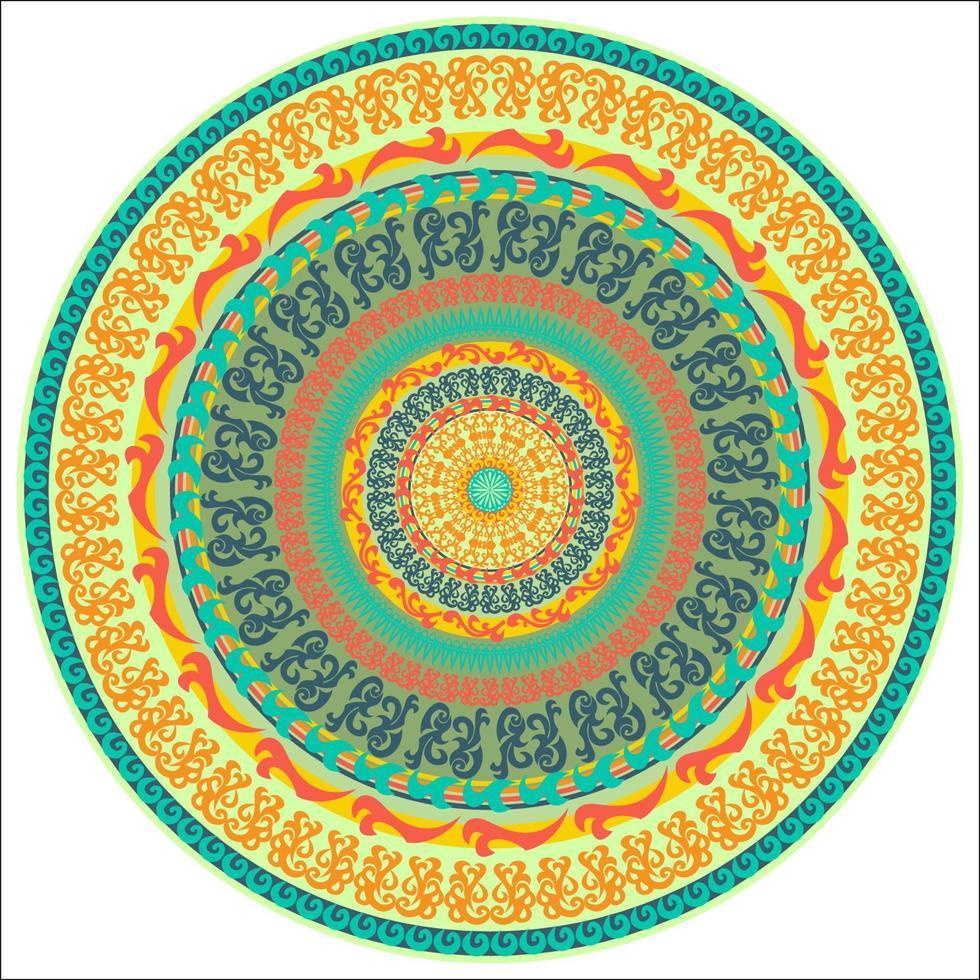carte multicolore ornement avec mandala. forme vectorielle ornementale ronde isolée sur blanc. illustration vectorielle. vecteur