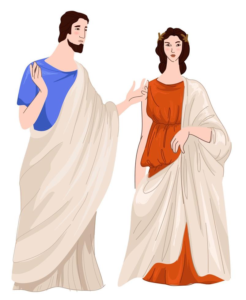 empire romain, homme et femme en vecteur de vêtements