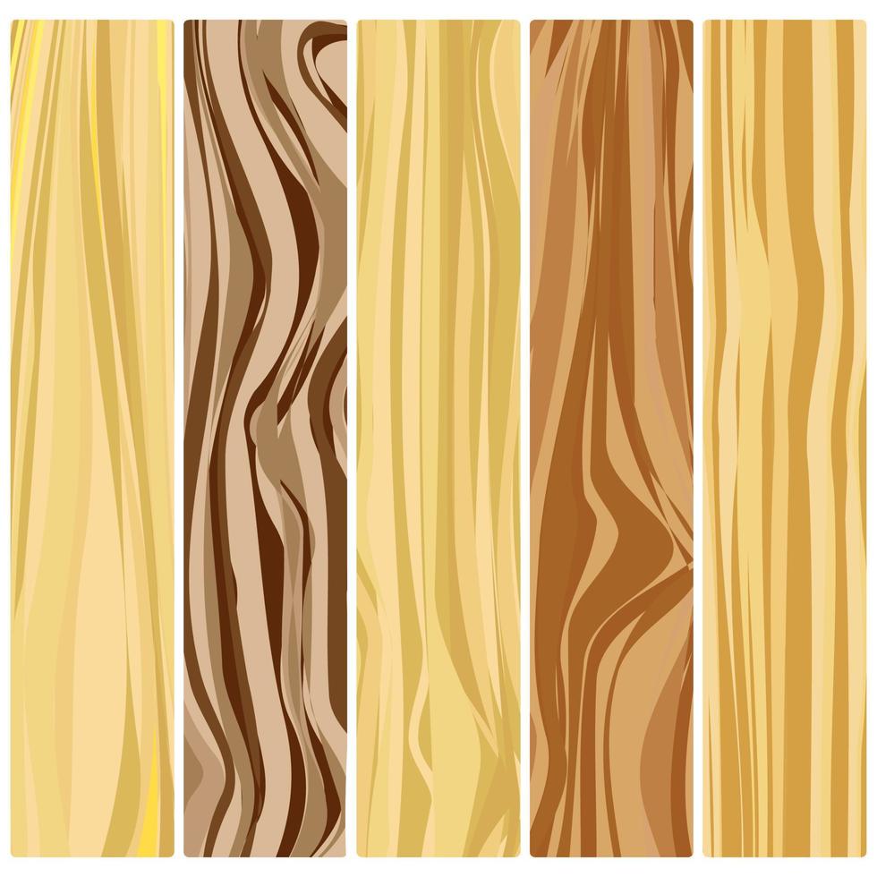 cinq planches de bois. texture de bois abstraite de vecteur au design plat.