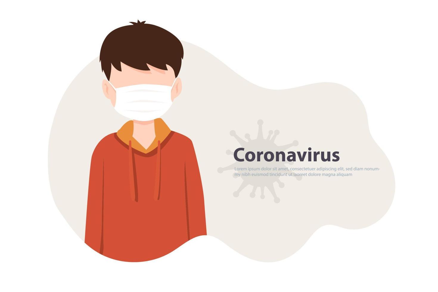 garçon utilisant un bouclier pour se protéger du vecteur gratuit de coronavirus