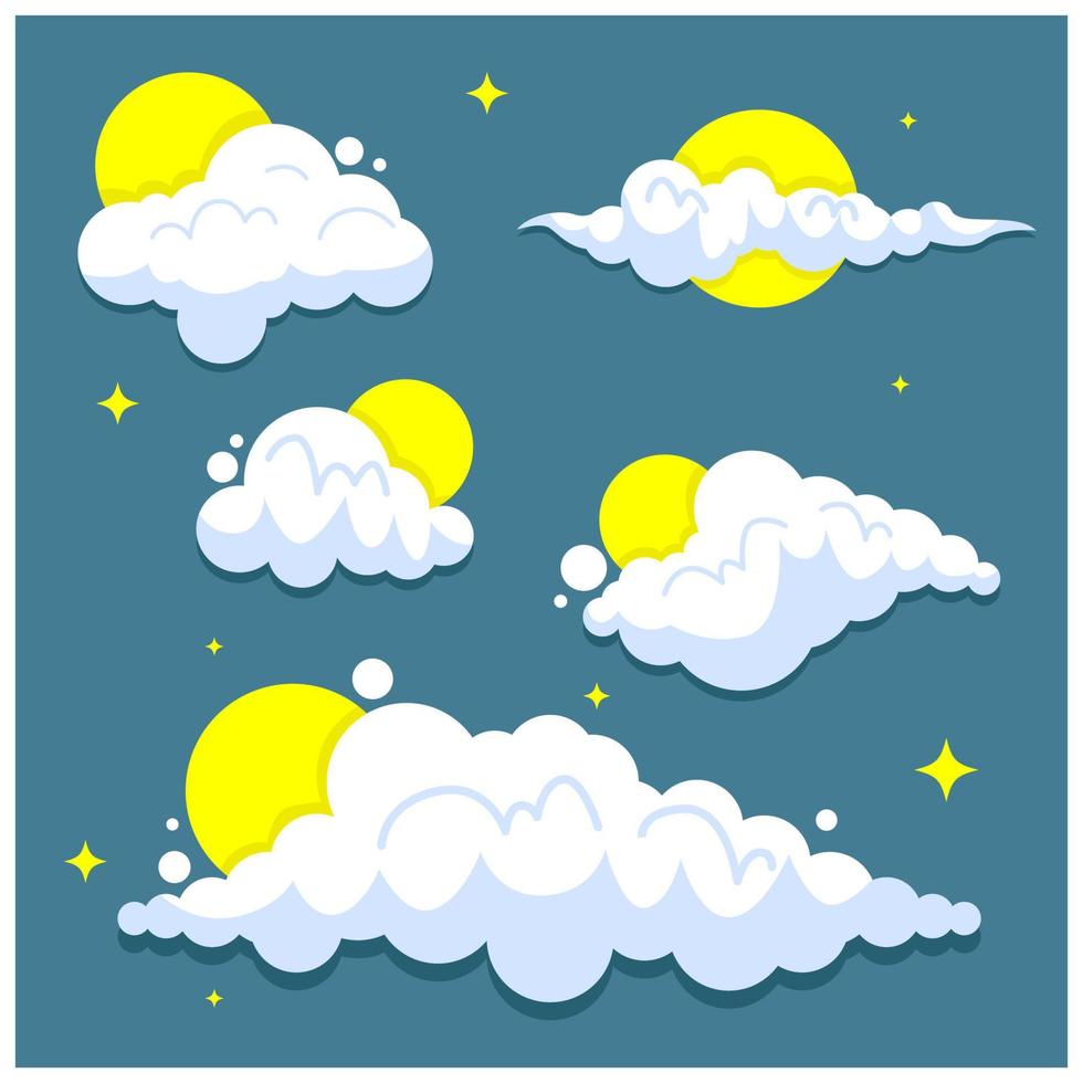 illustration vectorielle graphique d'un nuage blanc avec le soleil sur fond bleu vecteur gratuit