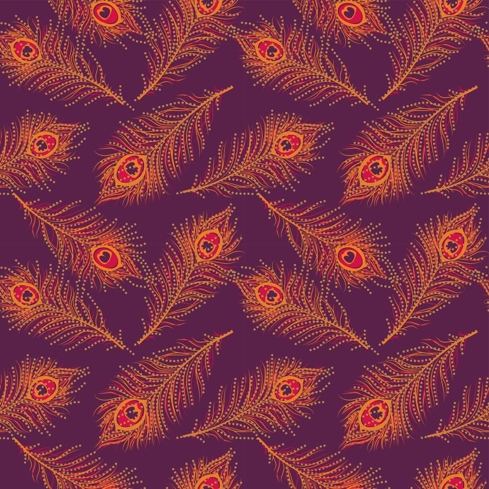 modèle sans couture de plumes de paon-velours violet motif de paon vecteur