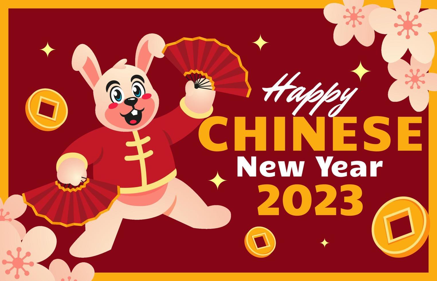 célébration du nouvel an chinois avec lapin vecteur
