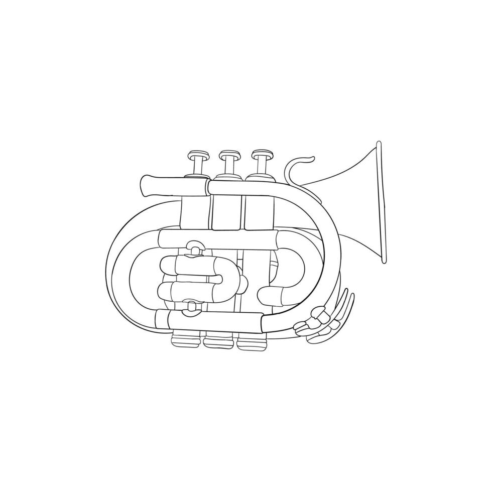conception d'illustration d'art de ligne musicale de trompette vecteur
