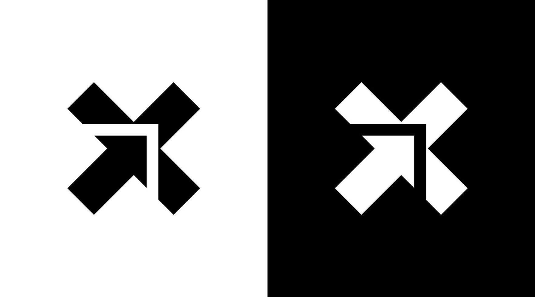 technologie logo flèche monogramme x lettre initiale noir et blanc icône illustration conceptions modèles vecteur
