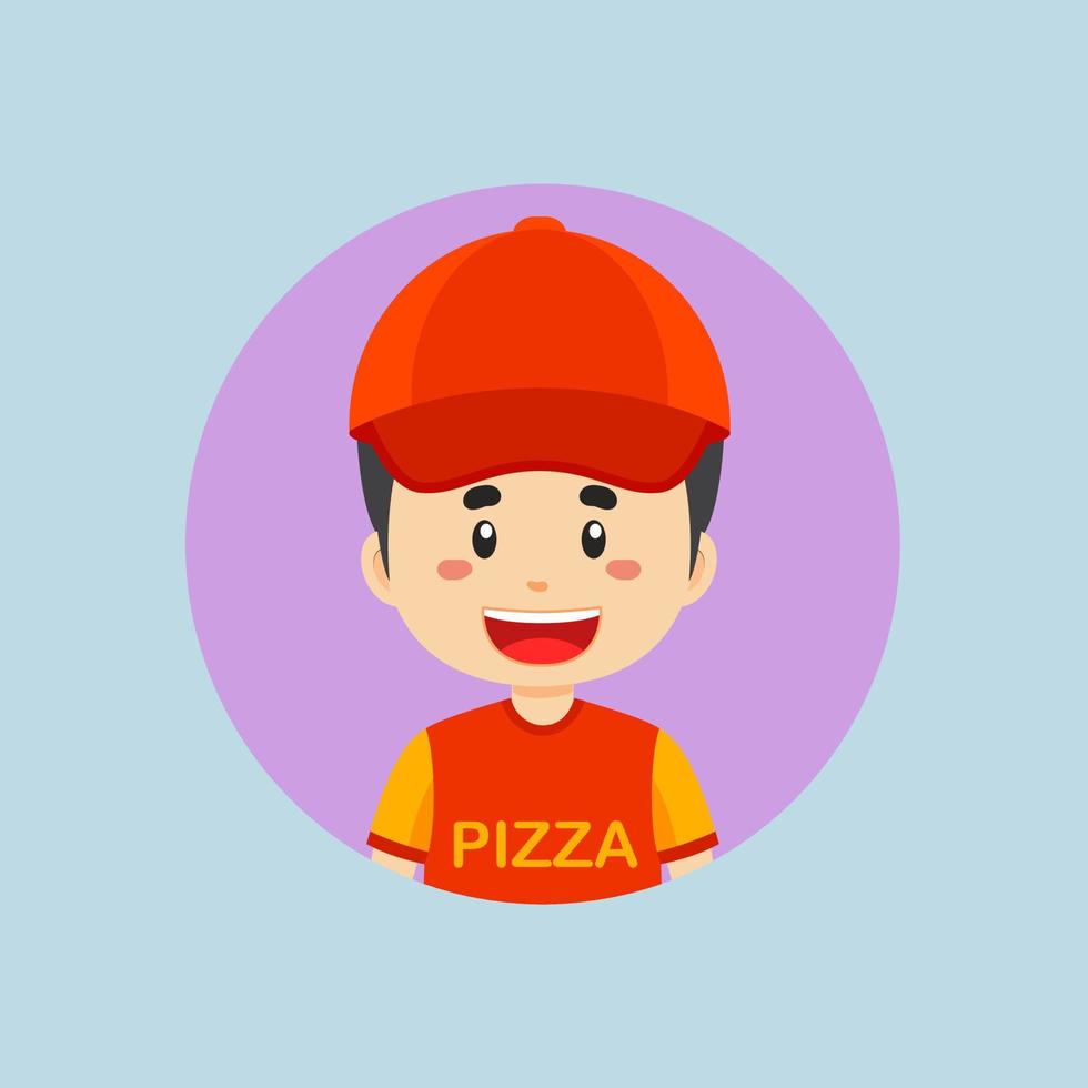 avatar d'un personnage de livraison de pizza vecteur