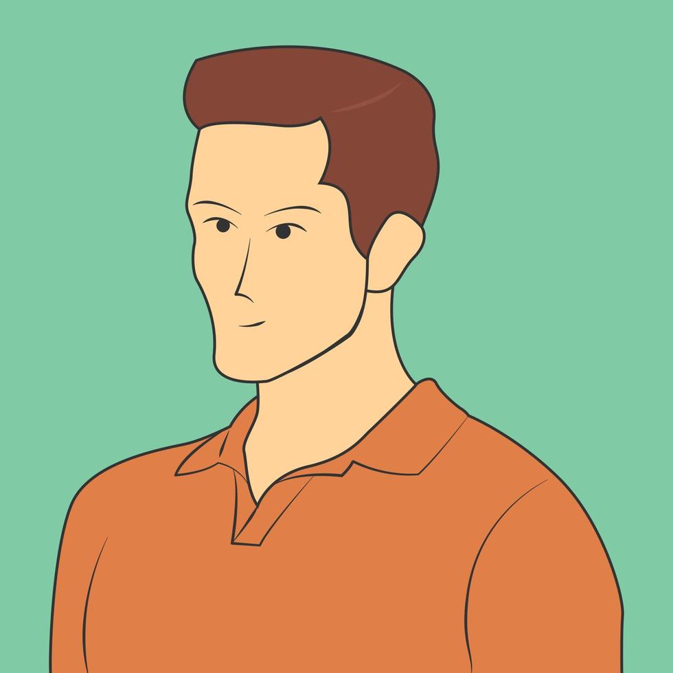 personnage de dessin animé de jeune homme aux cheveux bruns à la recherche de confiance vecteur