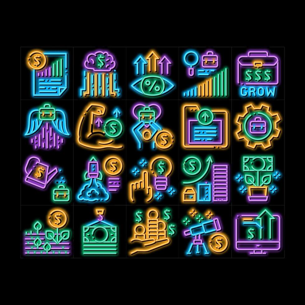 illustration d'icône de lueur de néon de croissance d'entreprise vecteur