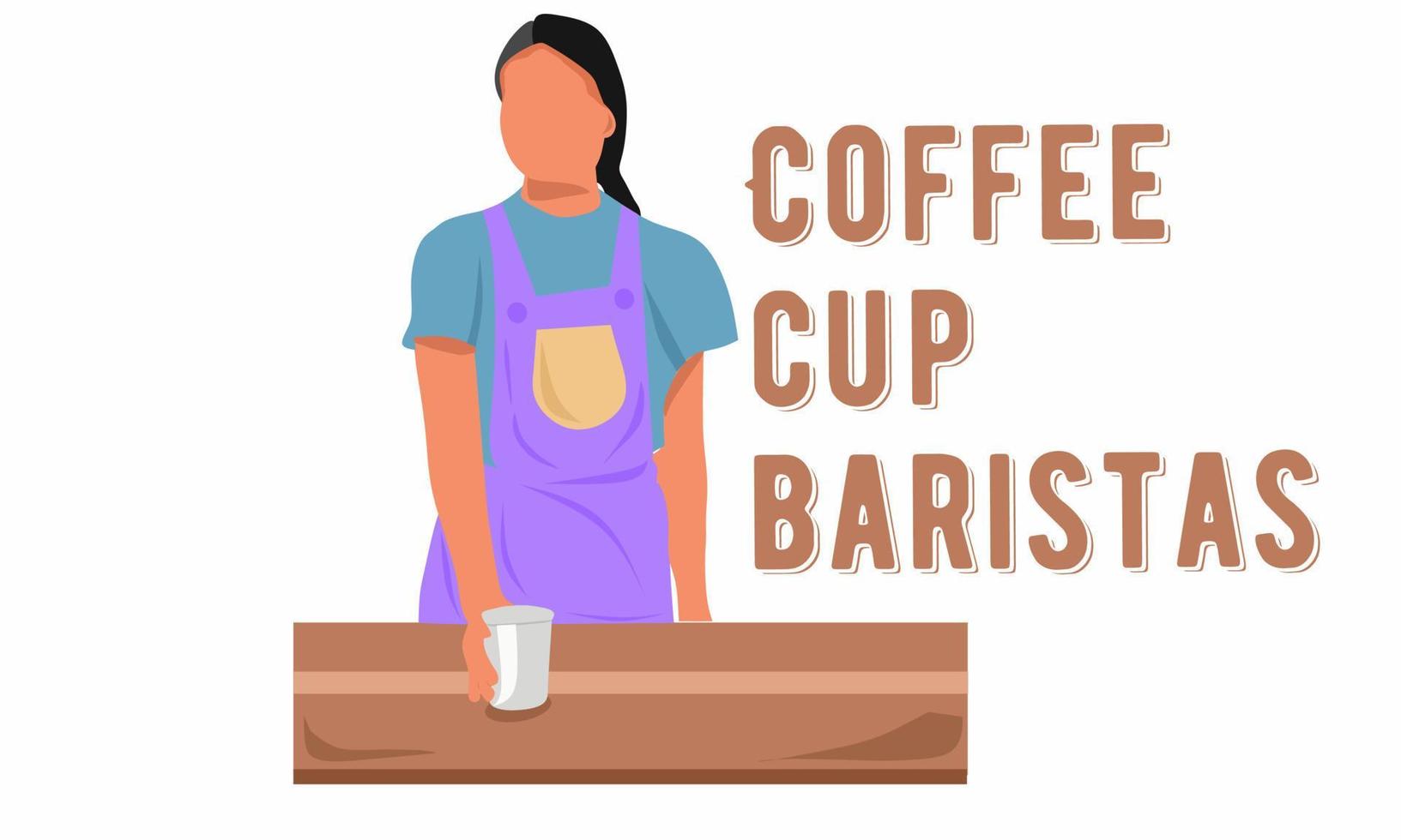 illustration d'un personnage féminin de barista servant du café, un café vecteur