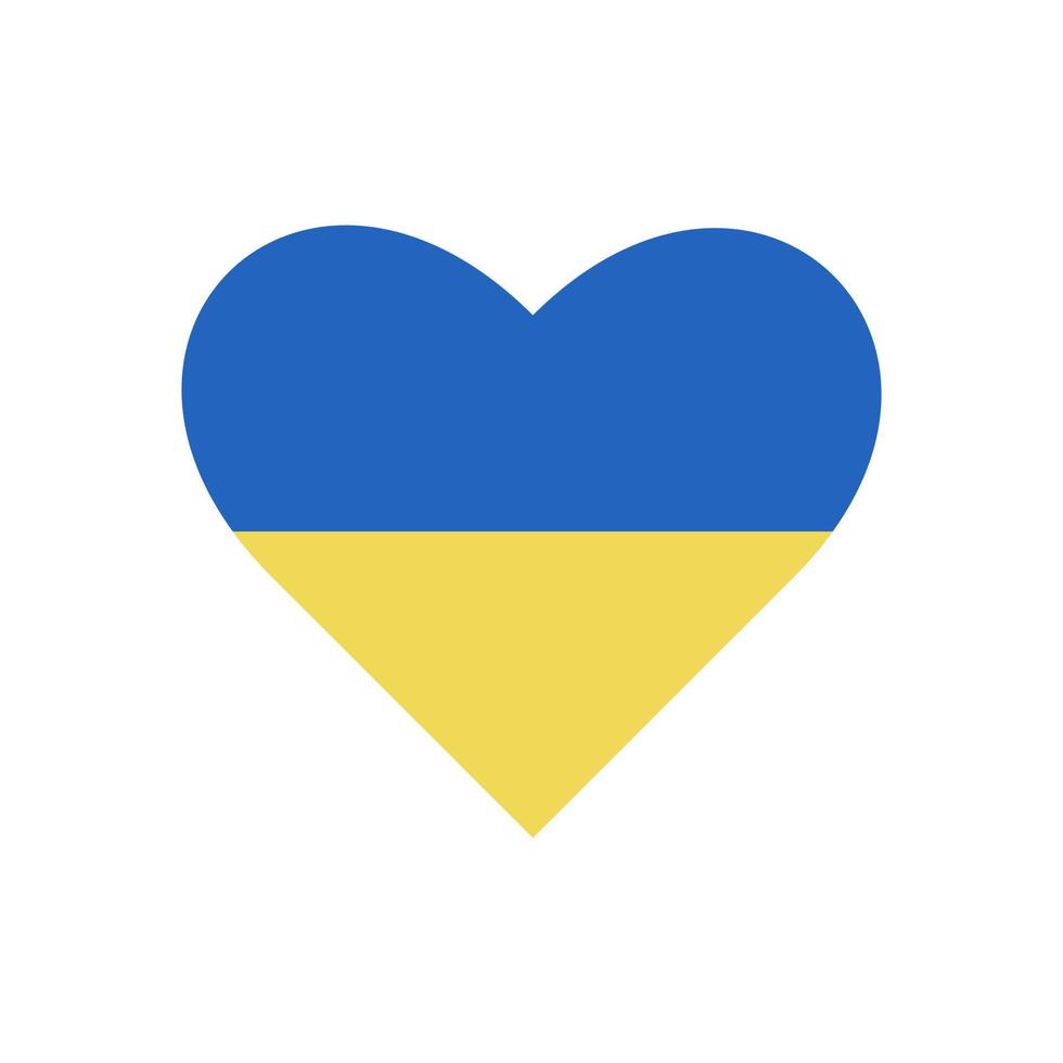 drapeau de l'ukraine en forme de coeur sur fond blanc. vecteur