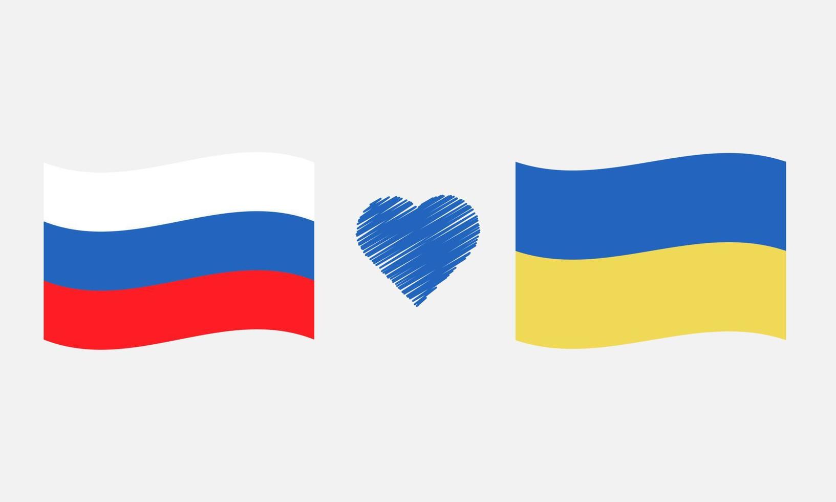 drapeaux de la russie et de l'ukraine. concept de paix entre la russie et l'ukraine vecteur