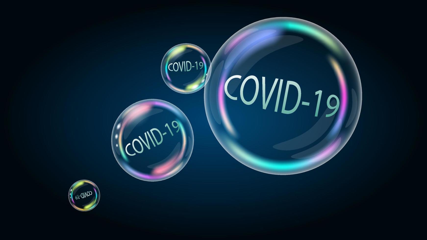 le coronavirus covid-19 est un problème gonflé dans la bulle de savon. les fausses nouvelles éclateront bientôt et seront détruites. vecteur eps10.