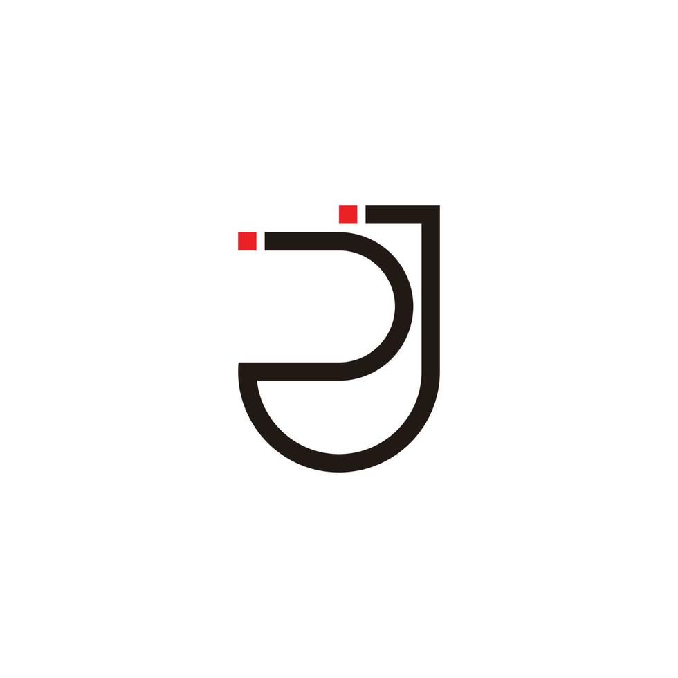lettre rj vecteur de logo géométrique simple ligne mince