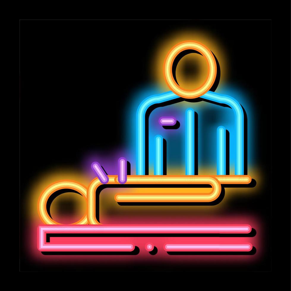 acupuncture humaine et médecin néon lueur icône illustration vecteur