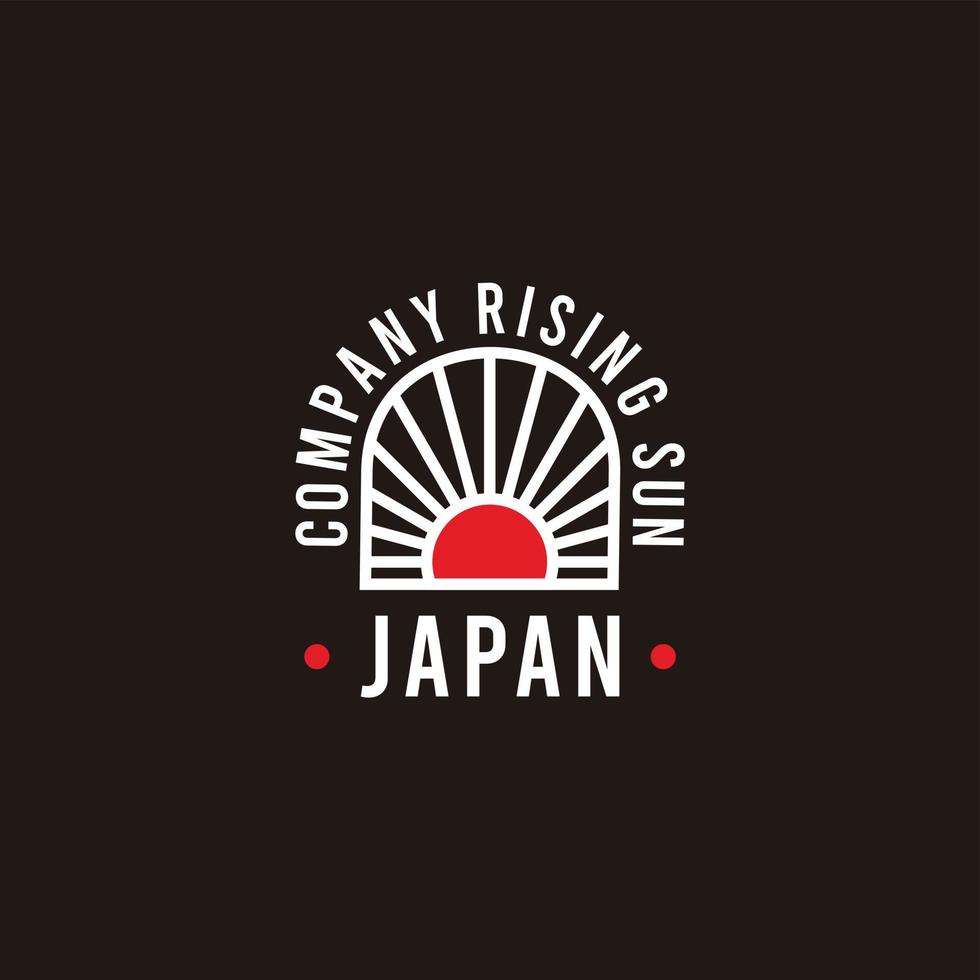 drapeau du japon avec illustration de conception de logo de rayons rouges en hausse avec fond noir vecteur