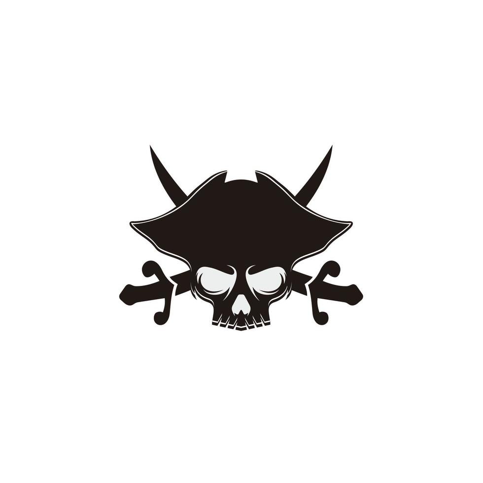 logo de crâne de pirate. tête de squelette et de sabres. symbole des pirates. illustration vectorielle vecteur